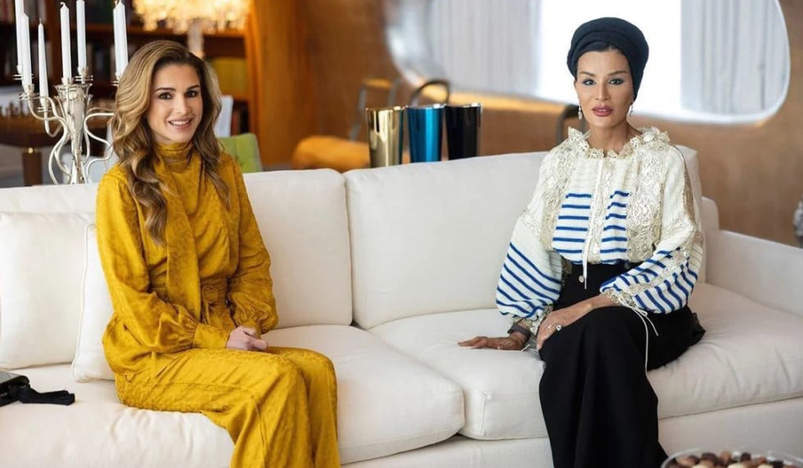 HH Sheikha Moza bint Nasser with Queen HM Rania Al Abdullah